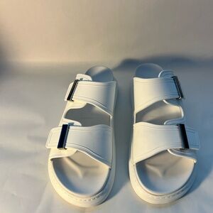Alexander McQueen White and Silver Sandals/Slides